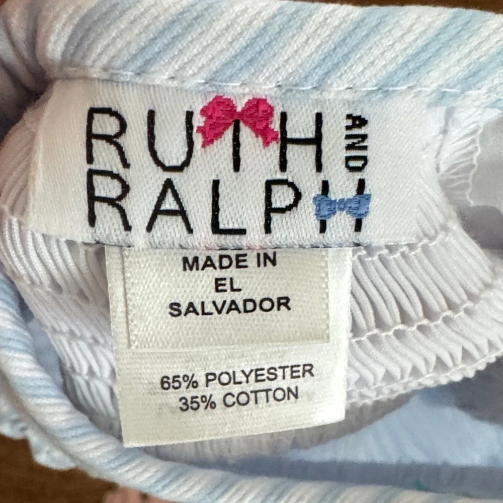 Ruth And Ralph Blue Stripe Floral Smocked Helen Dress - Picture 10 of 16